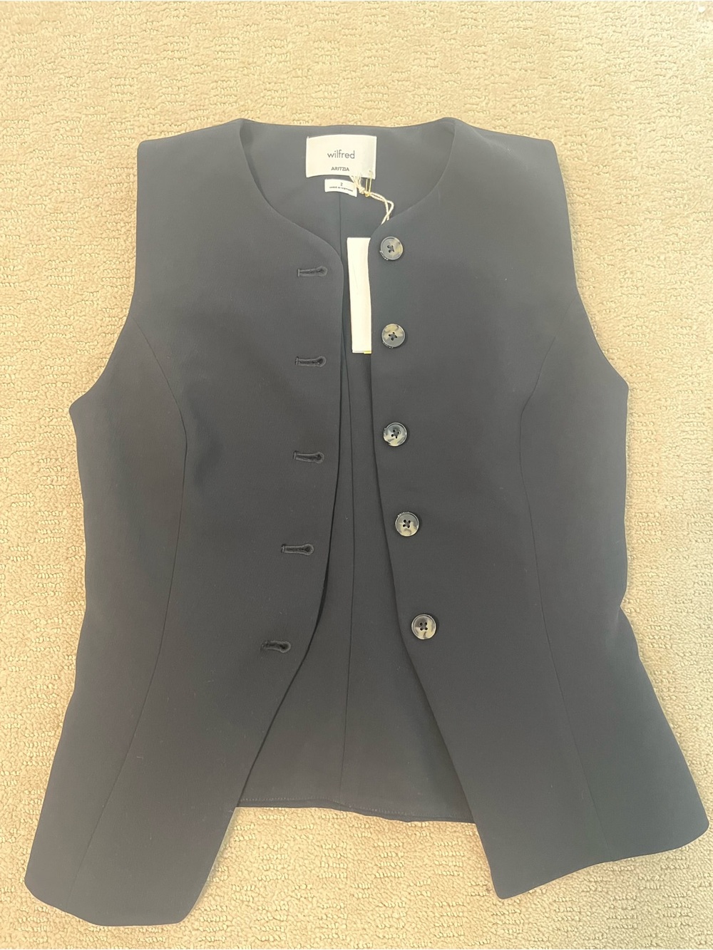 Wilfred Navy Sleeveless Button Front Vest